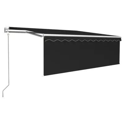 vidaXL Avtomatska tenda s senčilom LED + senzor 4,5x3 m antracitna