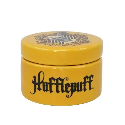 Okrogla keramična škatla za drobnarije Harry Potter - Hufflepuff - Škatla za drobnarije s pokrovom - 6 cm dekor - darila Hufflepuff