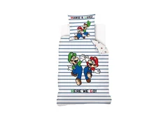 Mario Luigi Komplet črtastih prevlek za odejo 140 x 200 cm, bombaž, bela, petit enojna
