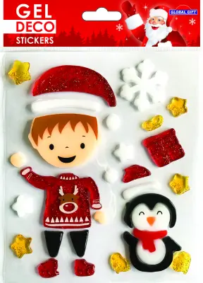 BOŽIČNE DECO GEL NALEPKE FANTEK IN PINGVIN