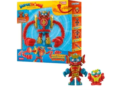 SuperThings Superbot Power Arms Sugarfun - zgibni robot junaka s prilagodljivimi rokami in bojno dodatno opremo