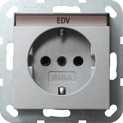 Gira Schuko vtičnica, aluminijasta z napisno ploščico, System55 045726