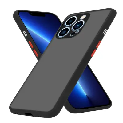 CADORABO Apple iPhone 13 PRO MAX in matirana črna barva - Hibridni zaščitni ovitek s TPU silikonom v notranjosti in matirano plastično zadnjo stranjo