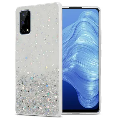 Ohišje, združljivo z Realme 7 4G in prozorna z bleščicami - Zaščitni ovitek iz prožnega silikona TPU s svetlečimi bleščicami