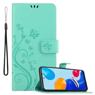 CADORABO Xiaomi RedMi NOTE 11 4G/11S 4G in klasično srebrno - ovitek v cvetličnem dizajnu z magnetnim zapiranjem, stoječo funkcijo in režami za kartic