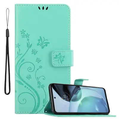 CADORABO Motorola MOTO G72 in klasično srebrno - ovitek v cvetličnem dizajnu z magnetnim zapiranjem, stoječo funkcijo in režami za kartice