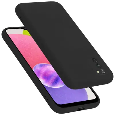 Ohišje je združljivo z Samsung Galaxy A03s in tekoča črna barva - Zaščitni ovitek iz prožnega silikona TPU