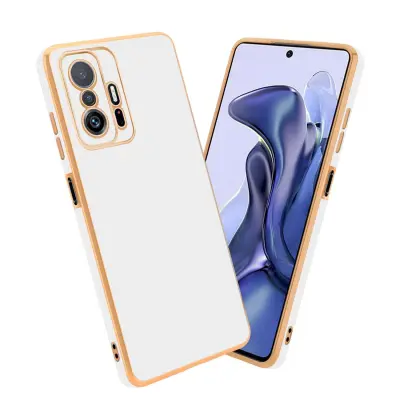 Ohišje, združljivo z Xiaomi 11T / 11T PRO in bleščeča bela - zlata - Zaščitni ovitek iz prožnega silikona TPU in z zaščito kamere
