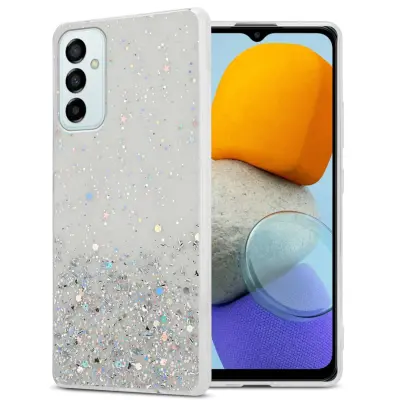 Ohišje, združljivo z Samsung Galaxy M23 5G in prozorna z bleščicami - Zaščitni ovitek iz prožnega silikona TPU s svetlečimi bleščicami