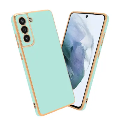 Ohišje, združljivo z Samsung Galaxy S21 FE in bleščeča metina zelena - zlata - Zaščitni ovitek iz prožnega silikona TPU in z zaščito kamere