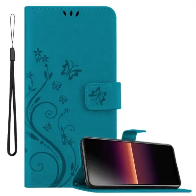 CADORABO Sony Xperia L4 in klasična rožnata zlata - ovitek v cvetličnem dizajnu z magnetnim zapiranjem, stoječo funkcijo in režami za kartice