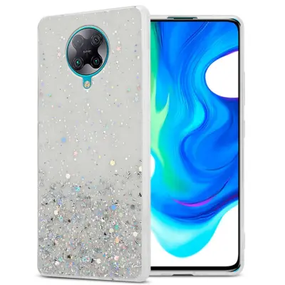 Ohišje, združljivo z Xiaomi POCO F2 PRO in prozorna z bleščicami - Zaščitni ovitek iz prožnega silikona TPU s svetlečimi bleščicami