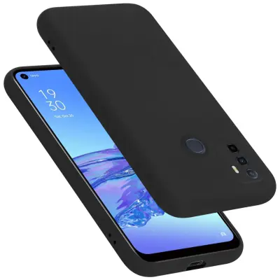 Ohišje je združljivo z Oppo A53 in tekoča črna barva - Zaščitni ovitek iz prožnega silikona TPU