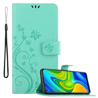 CADORABO Xiaomi RedMi NOTE 9 in klasično srebrno - ovitek v cvetličnem dizajnu z magnetnim zapiranjem, stoječo funkcijo in režami za kartice