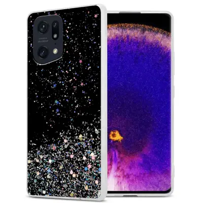 Ohišje, združljivo z Oppo FIND X5 PRO in črna z bleščicami - Zaščitni ovitek iz prožnega silikona TPU s svetlečimi bleščicami