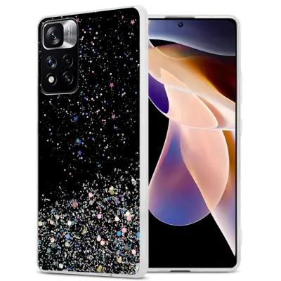 Ohišje, združljivo z Xiaomi RedMi NOTE 11 PRO+ in črna z bleščicami - Zaščitni ovitek iz prožnega silikona TPU s svetlečimi bleščicami