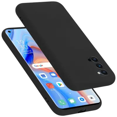 Ohišje je združljivo z Oppo Reno4 PRO in tekoča črna barva - Zaščitni ovitek iz prožnega silikona TPU
