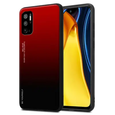 CADORABO Xiaomi RedMi NOTE 10 5G/POCO M3 PRO 5G in rdeča - črna - Dvobarvni zaščitni pokrov iz silikona TPU in hrbtna stran iz kaljenega stekla