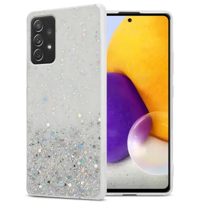 Ohišje, združljivo z Samsung Galaxy A72 4G / 5G in prozorna z bleščicami - Zaščitni ovitek iz prožnega silikona TPU s svetlečimi bleščicami