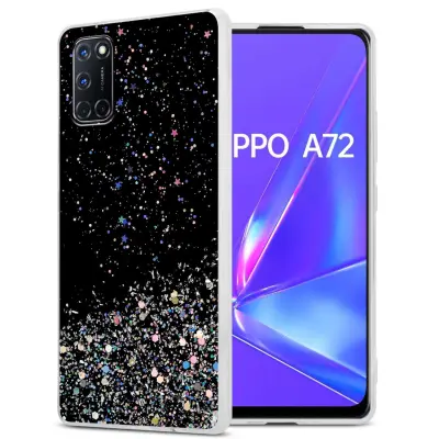 Ohišje, združljivo z Oppo A72 in črna z bleščicami - Zaščitni ovitek iz prožnega silikona TPU s svetlečimi bleščicami