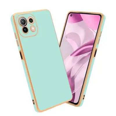 CADORABO Xiaomi Mi 11 LITE (4G/5G)/11 LITE NE in bleščeča metina zelena - zlata - Zaščitni ovitek iz prožnega silikona TPU in z zaščito kamere