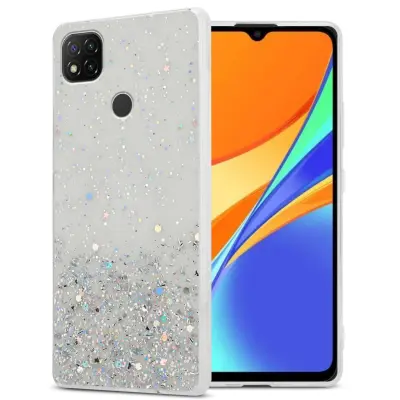 Ohišje, združljivo z Xiaomi RedMi 9C / RedMi 10A in prozorna z bleščicami - Zaščitni ovitek iz prožnega silikona TPU s svetlečimi bleščicami