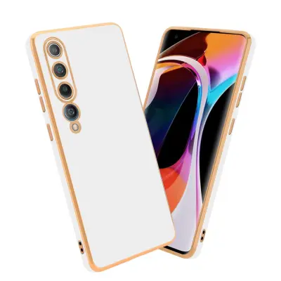 Ohišje, združljivo z Xiaomi Mi 10 / Mi 10 PRO in bleščeča bela - zlata - Zaščitni ovitek iz prožnega silikona TPU in z zaščito kamere