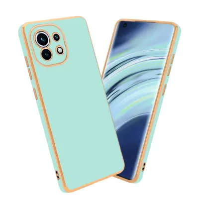 Ohišje, združljivo z Xiaomi Mi 11 5G in bleščeča metina zelena - zlata - Zaščitni ovitek iz prožnega silikona TPU in z zaščito kamere