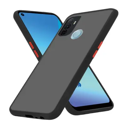 Ohišje združljivo z Oppo A53s in matirana črna barva - Hibridni zaščitni ovitek s TPU silikonom v notranjosti in matirano plastično zadnjo stranjo