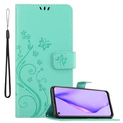 CADORABO Huawei P40 LITE 5G/NOVA 7 SE in klasično srebrno - ovitek v cvetličnem dizajnu z magnetnim zapiranjem, stoječo funkcijo in režami za kartice