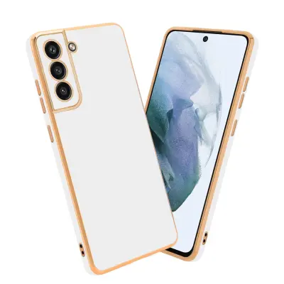 Ohišje, združljivo z Samsung Galaxy S21 FE in bleščeča bela - zlata - Zaščitni ovitek iz prožnega silikona TPU in z zaščito kamere