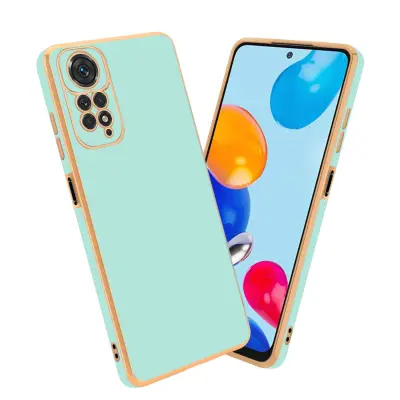 Ohišje, združljivo z Xiaomi RedMi NOTE 11 4G / 11S 4G in bleščeča metina zelena - zlata - Zaščitni ovitek iz prožnega silikona TPU in z zaščito kamere