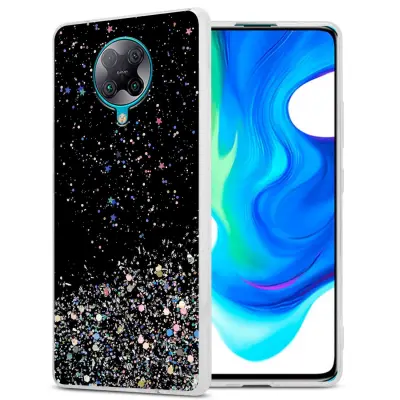 Ohišje, združljivo z Xiaomi POCO F2 PRO in črna z bleščicami - Zaščitni ovitek iz prožnega silikona TPU s svetlečimi bleščicami