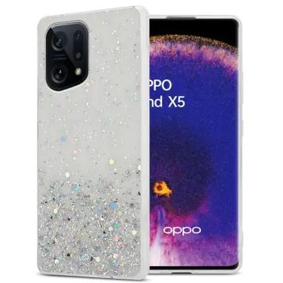 Ohišje, združljivo z Oppo FIND X5 in prozorna z bleščicami - Zaščitni ovitek iz prožnega silikona TPU s svetlečimi bleščicami
