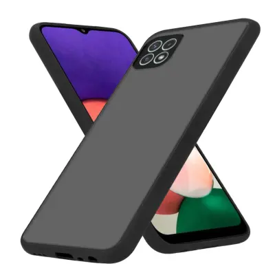 CADORABO Samsung Galaxy A22 5G in matirana črna barva - Hibridni zaščitni ovitek s TPU silikonom v notranjosti in matirano plastično zadnjo stranjo
