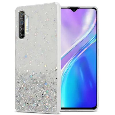 Ohišje, združljivo z Oppo FIND X2 in prozorna z bleščicami - Zaščitni ovitek iz prožnega silikona TPU s svetlečimi bleščicami