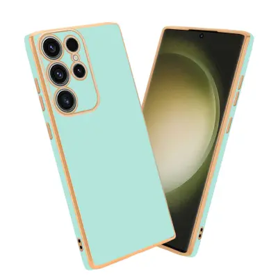 Ohišje, združljivo z Samsung Galaxy S23 ULTRA in bleščeča metina zelena - zlata - Zaščitni ovitek iz prožnega silikona TPU in z zaščito kamere