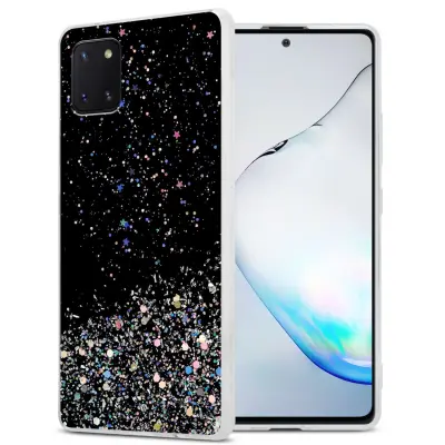 Ohišje, združljivo z Samsung Galaxy A81 / NOTE 10 LITE / M60s in črna z bleščicami - Zaščitni ovitek iz prožnega silikona TPU s svetlečimi bleščicami