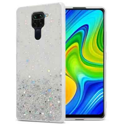 Ohišje, združljivo z Xiaomi RedMi NOTE 9 in prozorna z bleščicami - Zaščitni ovitek iz prožnega silikona TPU s svetlečimi bleščicami