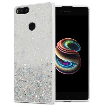 Ohišje, združljivo z Xiaomi RedMi A1 in prozorna z bleščicami - Zaščitni ovitek iz prožnega silikona TPU s svetlečimi bleščicami