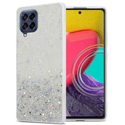 Ohišje, združljivo z Samsung Galaxy M53 5G in prozorna z bleščicami - Zaščitni ovitek iz prožnega silikona TPU s svetlečimi bleščicami