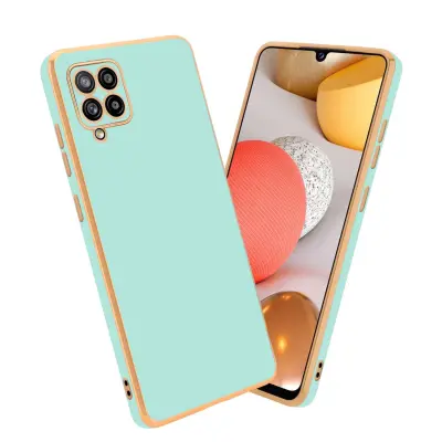 Ohišje, združljivo z Samsung Galaxy A42 5G / M42 5G in bleščeča metina zelena - zlata - Zaščitni ovitek iz prožnega silikona TPU in z zaščito kamere