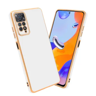 Ohišje, združljivo z Xiaomi RedMi NOTE 11 PRO 4G / 5G in bleščeča bela - zlata - Zaščitni ovitek iz prožnega silikona TPU in z zaščito kamere