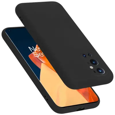 Ohišje je združljivo z OnePlus 9 PRO in tekoča črna barva - Zaščitni ovitek iz prožnega silikona TPU