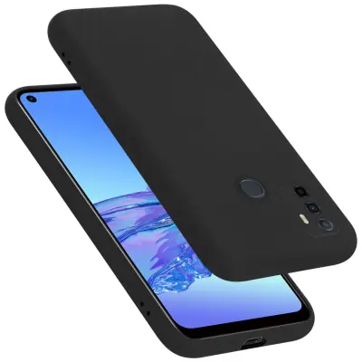 Ohišje je združljivo z Oppo A53s in tekoča črna barva - Zaščitni ovitek iz prožnega silikona TPU