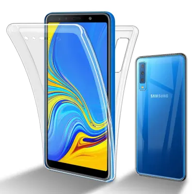 CADORABO Samsung Galaxy A7 2018 in transparentno - 360° zaščita celotnega telesa - Zaščita spredaj in zadaj, vsestranska zaščita s ščitnikom zaslona