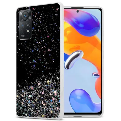 Ohišje, združljivo z Xiaomi RedMi NOTE 11 PRO 4G / 5G in črna z bleščicami - Zaščitni ovitek iz prožnega silikona TPU s svetlečimi bleščicami