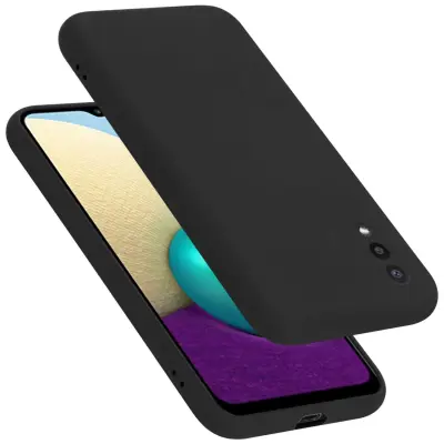 Ohišje je združljivo z Samsung Galaxy A02 / M02 in tekoča črna barva - Zaščitni ovitek iz prožnega silikona TPU