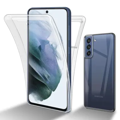 CADORABO Samsung Galaxy S21 FE in transparentno - 360° zaščita celotnega telesa - Zaščita spredaj in zadaj, vsestranska zaščita s ščitnikom zaslona