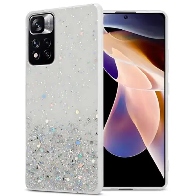Ohišje, združljivo z Xiaomi RedMi NOTE 11 PRO+ in prozorna z bleščicami - Zaščitni ovitek iz prožnega silikona TPU s svetlečimi bleščicami